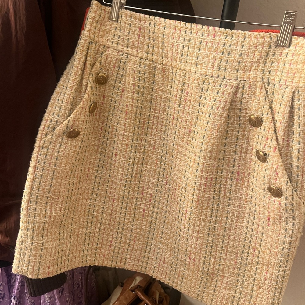 Mise en Scene by Ruffian Tweed Skirt with gold Button Accents